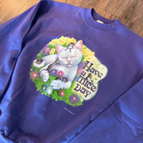 men’s vintage y2k 2002 cat crewneck - Picture 2 of 6